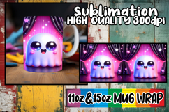 Cheerful mornings sublimation print wrap, 3D Cute Ghost Product Image 1
