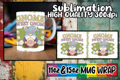 Cozy afternoons sublimation mug wrap, Easter Gnome Product Image 1