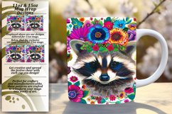 Sublimation Design: Colorful Raccoon with Floral Accents Product Image 1