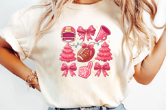 Pink Christmas Football Sublimation, Christmas Png Product Image 3