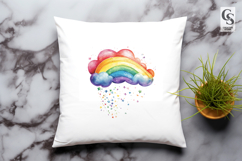 Watercolor Rainbow Cloud Star Clipart PNG Product Image 3