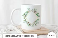 Watercolor Christmas Floral Frame png Product Image 3