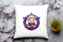 Cute Winter Hedgehog Star Frame Clipart Sublimation PNG Product Image 3