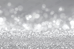 Sparkling Silver Glitter &amp; Bokeh Lights Digital Paper Product Image 1