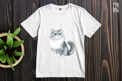 Watercolor Fluffy Cat Illustration Clipart Sublimation PNG Product Image 3