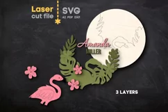 Flamingo Baby Name Sign SVG Laser cut file for Glowforge Product Image 3