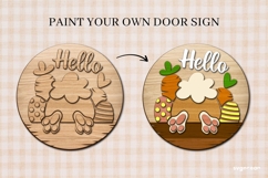 Hello Bunny Door Hanger Laser Cut | Wooden Door Sign Product Image 3