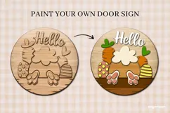 Hello Bunny Door Hanger Laser Cut | Wooden Door Sign Product Image 3