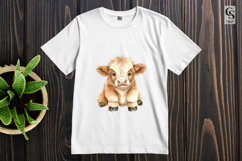 Cute Baby Cow Watercolor Farm Animal Clipart PNG Product Image 2