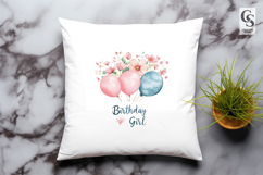 Cute Birthday Girl Elephant Clipart Sublimation PNG Product Image 3