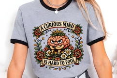 A Curious Mind Is Hard To Fool Funny Smart Brain Shirt Product Image 3