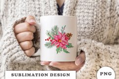 Watercolor Christmas bouquet sublimation Product Image 3
