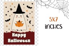 Happy Halloween Greeting Card Design, Cartoon Ghost Card Product Image 3