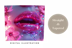 Glitter Lips Tumbler Wrap, Pink Flowers Tumbler Sublimation Product Image 3