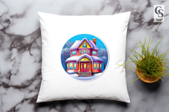 Cozy Winter House Snow Scene Clipart Sublimation PNG Product Image 3