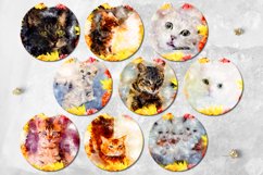 Cats &amp; flowers | Car coaster &amp; key chain sublimation designs Product Image 3