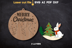Hare Christmas Ornament SVG laser cut files for Glowforge Product Image 3