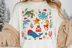 Christmas Sea Animals PNG, Ocean Creatures Christmas Product Image 2