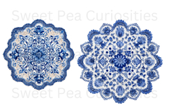 Blue Toile, Ephemera, PNG, Clipart, Junk Journal, flowers Product Image 3