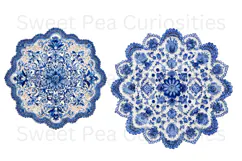 Blue Toile, Ephemera, PNG, Clipart, Junk Journal, flowers Product Image 3