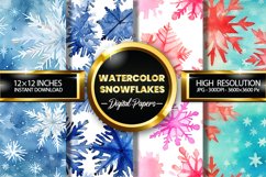 Watercolor Snowflakes Digital Papers - 04 Variations Product Image 1