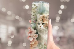 Cute Cat Tumbler Sublimation | Watercolor Tumbler Wrap 20 oz Product Image 3