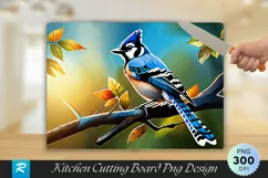 Blue Jay Bird in the Branch of Tree Cutting Board PNG Design Product Image 1