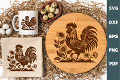 Rooster laser SVG PNG| Floral Chicken Cutting Board Product Image 3