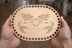 Basket base with mermaid women engraving digital file 8 inch Product Image 3