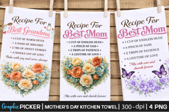 Butterfly Mom Kitchen Towel PNG, Mothers Day Sublimation Product Image 1