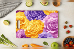 Purple &amp; Yellow Watercolor Roses Cutting Boards sublimation Product Image 3