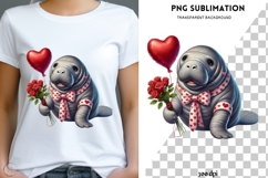 Valentine manatee png design for T-shirts Product Image 3