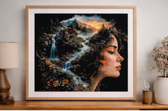 Cross stitch women earth pattern digital file girl face Product Image 3