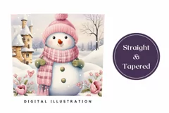 Watercolor Christmas Tumbler Wrap, Christmas Snowman PNG Product Image 3