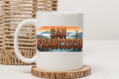 San Francisco PNG, Vintage Golden Gate Bridge Sublimation Product Image 3