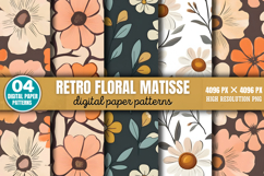 Retro floral matisse Digital Paper Bundle PNG Product Image 4