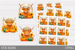 Fall Cow Sticker Design. Fall Sticker Printable Product Image 1