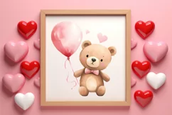Little Bear Valentine Clipart, Valentines PNG Product Image 3