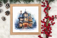 Watercolor Christmas Winter Houses Clipart Product Image 3