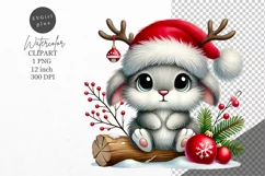Christmas clipart, Bunny clipart, Winter clipart Product Image 1