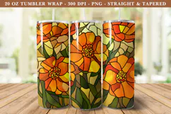 Stained Glass Marigold Flower Tumbler Wrap | 20 oz tumbler Product Image 1
