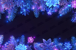 Neon Winter Botanical Frame Background for Craft Designs Product Image 1