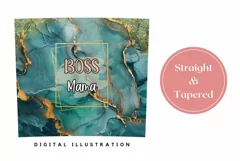 Green Marble Tumbler Wrap, Boss Mama Tumbler Sublimation Product Image 3