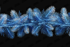 Frosty Blue Pine Branch Border for Winter Craft Designs Product Image 1