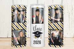 Graduation Skinny Tumbler Wrap | Black and Gold Design Product Image 1