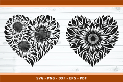 Sunflower Heart SVG, Floral Heart SVG, Boho Flowers Hearts Product Image 3