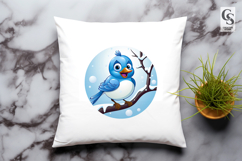 Blue Bird On Snow Branch Clipart Sublimation PNG Product Image 3