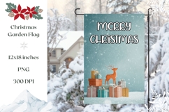 Cartoon Christmas Deer Garden Flag PNG, Winter Garden Flag Product Image 1