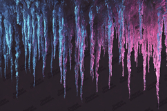 Neon Icicle Winter Border Background for Craft Designs Product Image 1