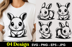 Kawaii Bunny Cartoon SVG PNG Product Image 1